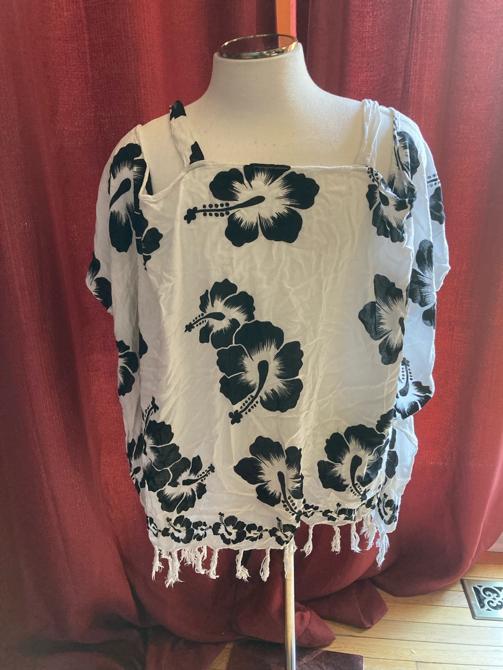 White Floral Hibiscus Boho Tunic
